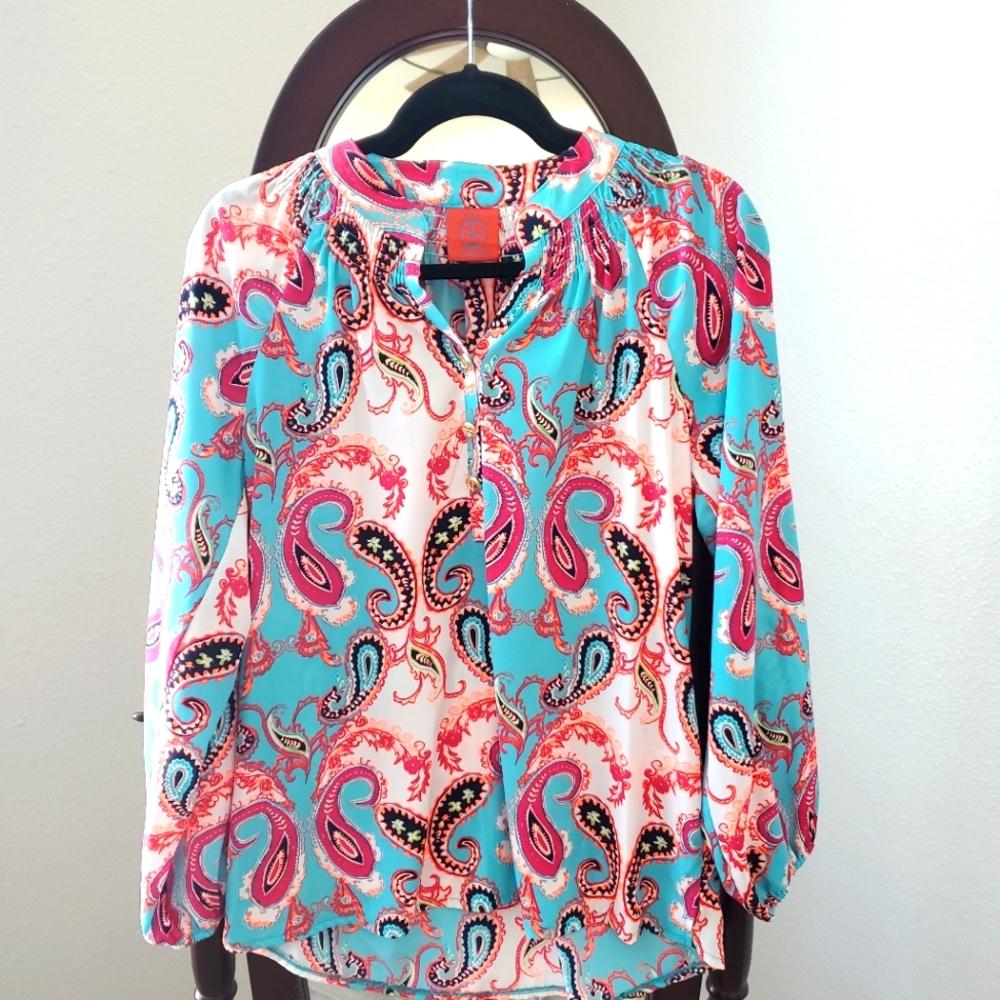 Tracy Negoshian Paisley Multicolor Top Size Small